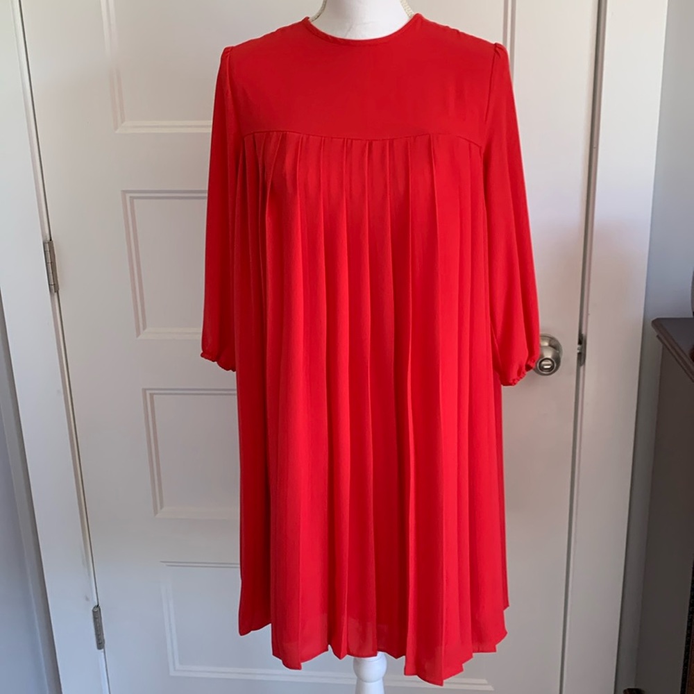 Beautiful Red midi chiffon dress by Eco Nanette size 6